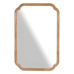 24 in. W x 36 in. H Medium Dark Walnut Wood Finish Wall Mirror - French Country Natural Pine
