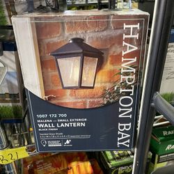 Malena 1-Light Black Hardwired Outdoor Wall Lantern Sconce Light with Clear Seeded Glass