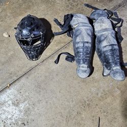 Kids Catcher Helmet And Shin Pads