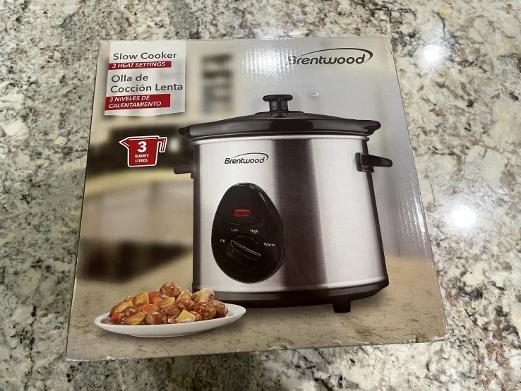 Brentwood Slow Cooker Stainless Steel Body, 3-Quart