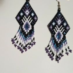 Beaded Native American Style Fringe Earrings
