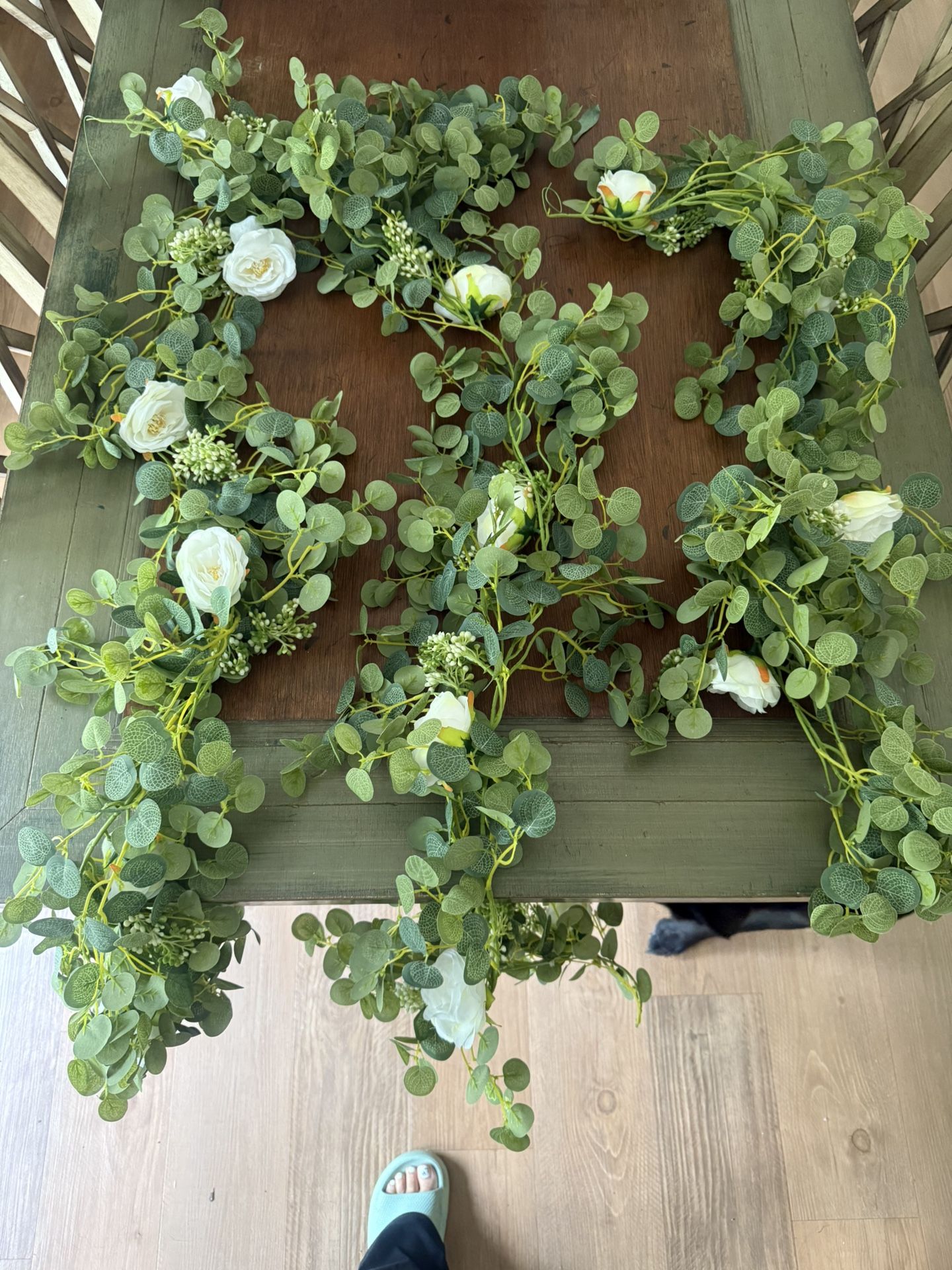 Eucalyptus Strands With White Roses