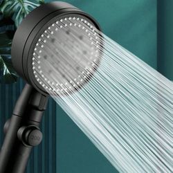 1pc High-Pressure Shower Head, Multi-Functional Hand Held Sprinkler With 5 Modes, 360°Adjustable Detachable Hydro Jet Shower Head With Pause Switch, A