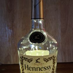 Empty Hennessy lighted bottle