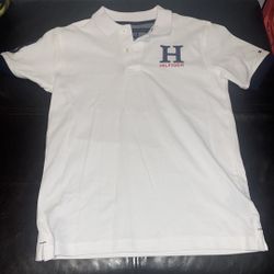 Tommy Hilfiger White Big H Logo Embroidered Polo Shirts Youth  (12-14)
