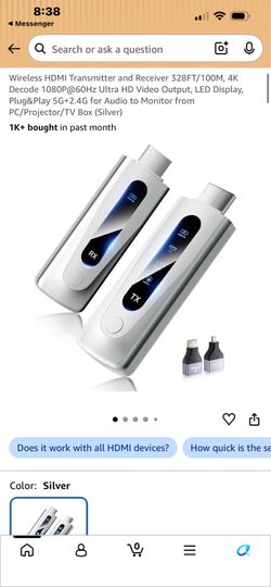 Wireless HDMI Transmitter and Receiver 328FT/100M, 4K Decode 1080P@60Hz Ultra HD