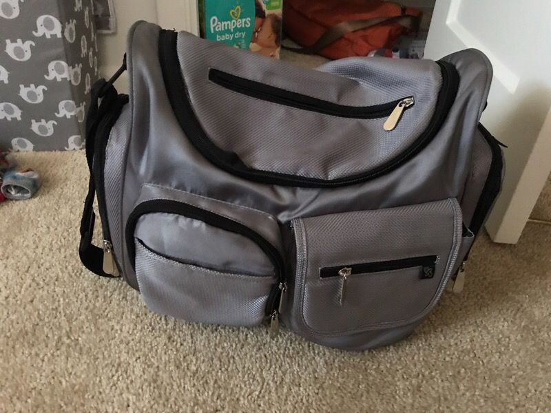 Huge Fisher Price Gray Diaper Bag!