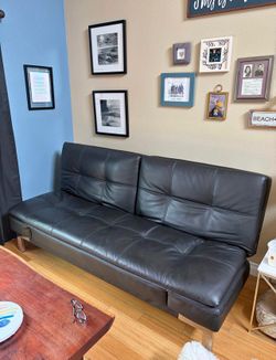 Black futon sleeper leather from Costco