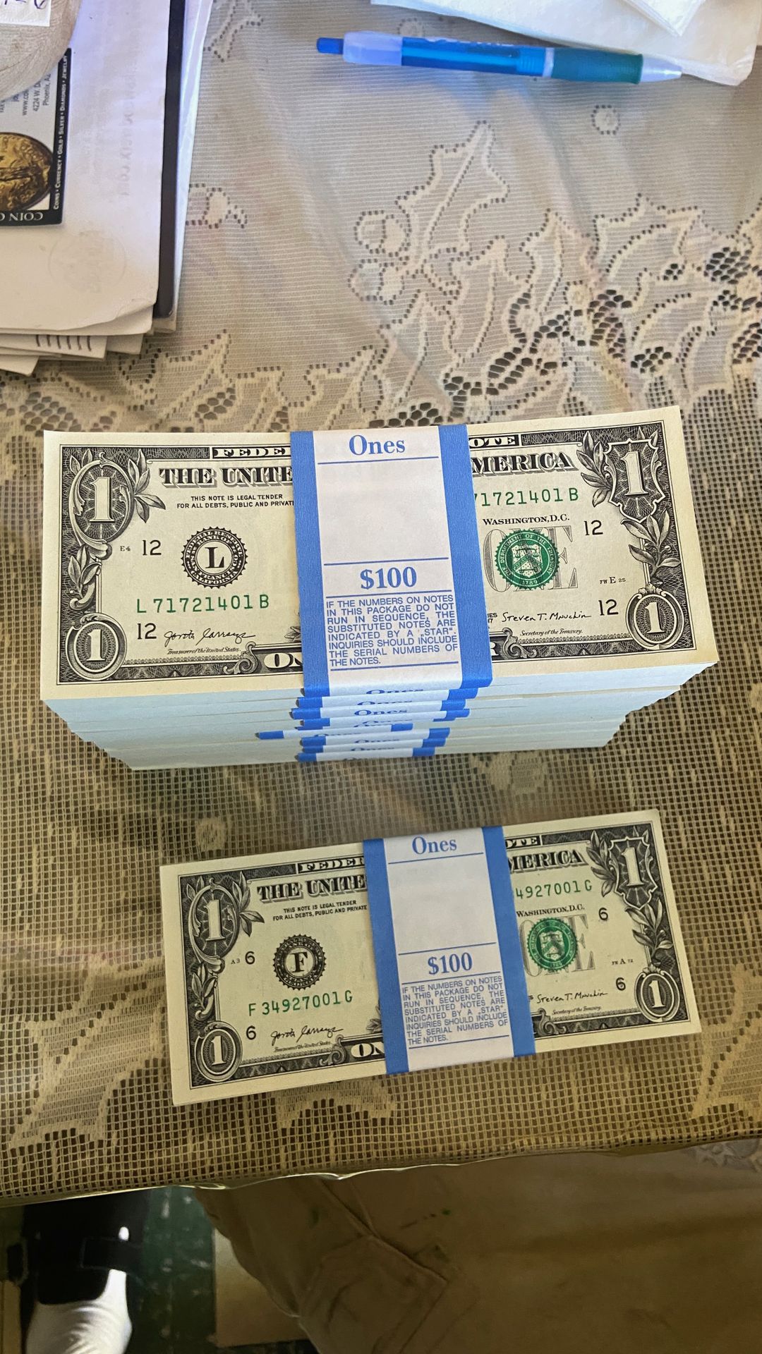 100 Uncirculated $1 Bills - 2017 San Francisco Series A -US Paper & 100 Uncirculated $1 Bills - 2017 Alanta Series A - US Paper