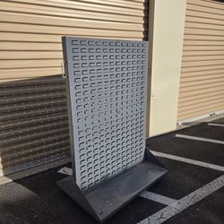 Mobile Double Sided Bin Rack On Wheels