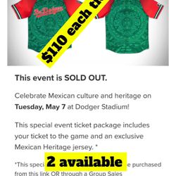 Dodgers Mexican Heritage Day Tickets $110 Each