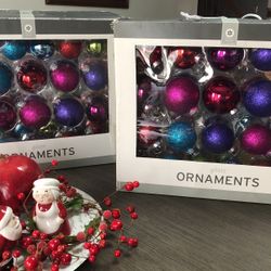 2 Boxes Of Glass Ornaments