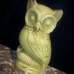 Green Ceramic Owl Figurine-Decorative 