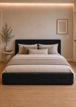 Full Size Upholstered cloud  Bed Frame with Plush Padded Headboard , Low Profile Bed Frame, N-1