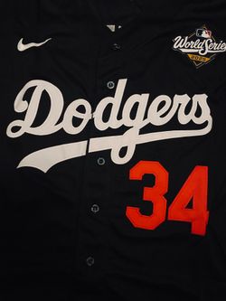 Blue , black or grey Los Angeles Dodgers, Valenzuela, World Series, Fernando, patch Nike jersey