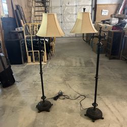 Matching Floor Lamps w/Silk Shades
