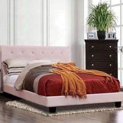 Brand New Blush Platform Bed with Crystals