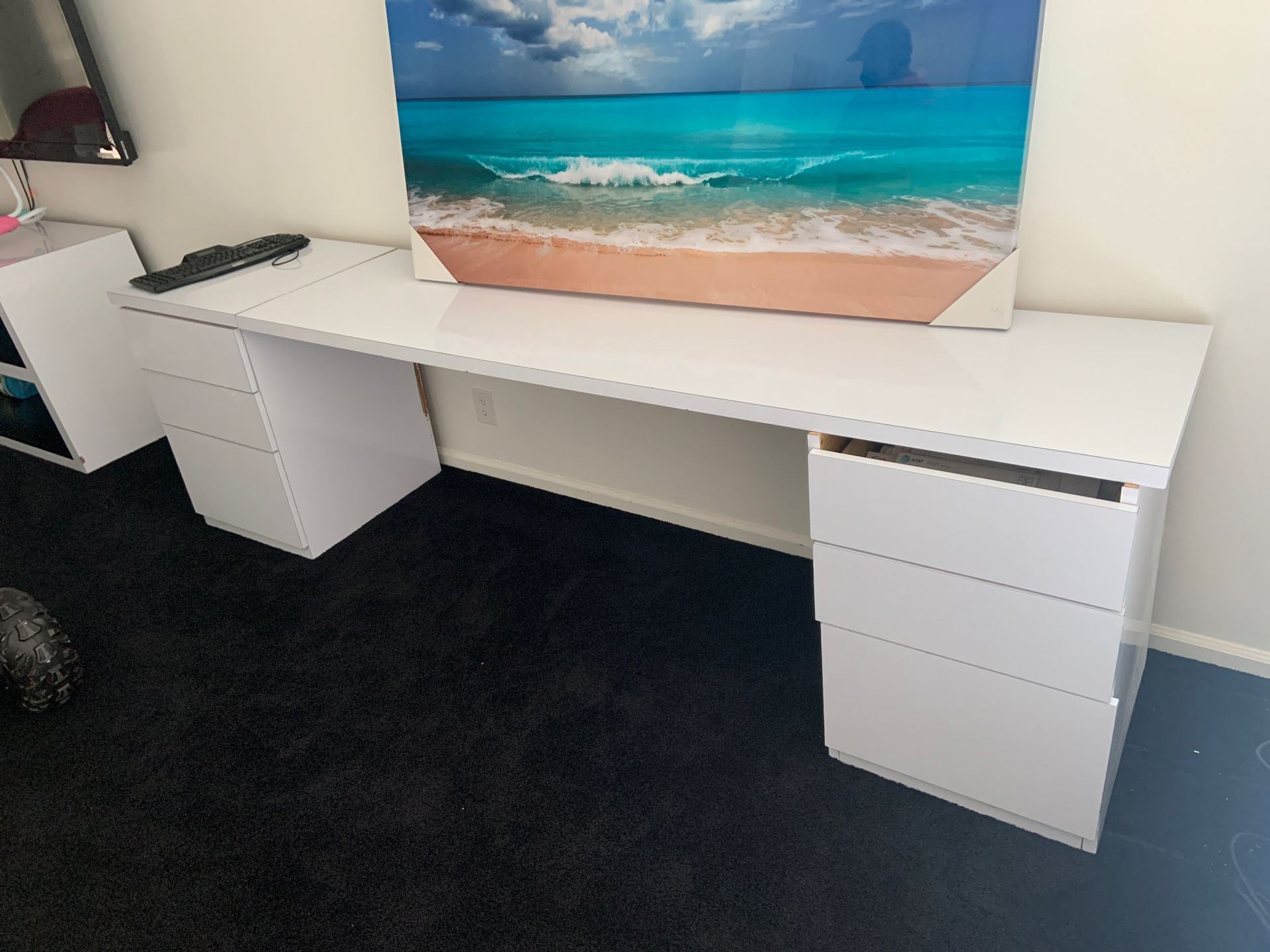 Custom desk white laminate