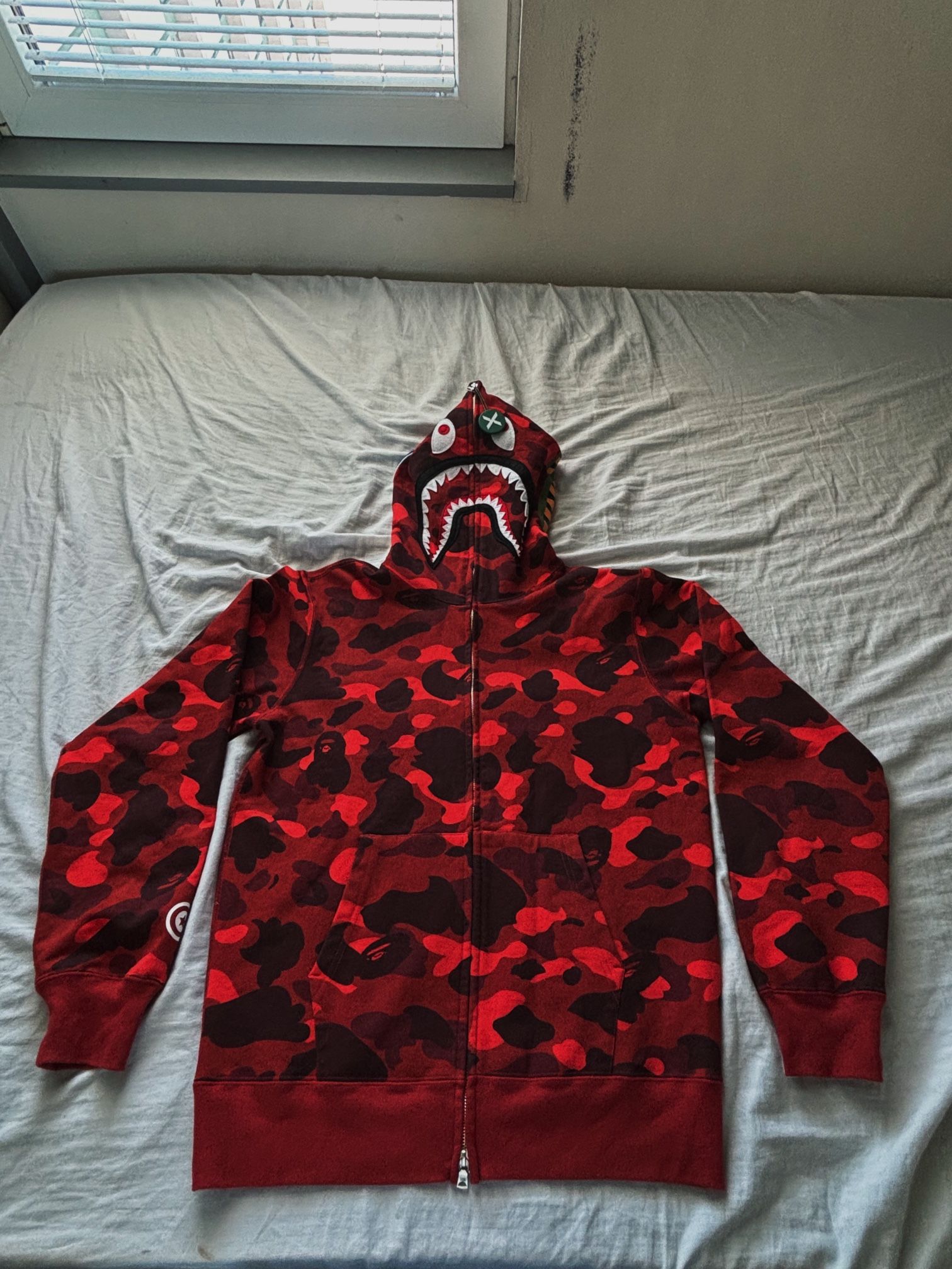 BAPE Color Camo Shark Full Zip Hoodie Red