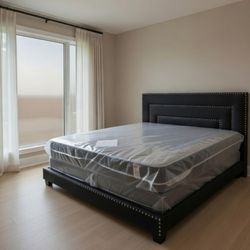 New KING SIZE BED FRAME WITH MATTRESS AND BOXSPRING SET New BED SET  HEADBOARD AND FOOTBOARD //CAMA KING NUEVA 