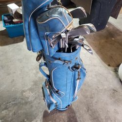 Golf Club Assortment With Vintage Bag