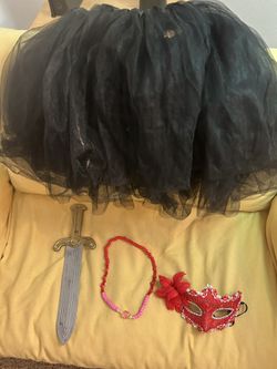 Halloween Skirt, Necklace, Mask And Sword 