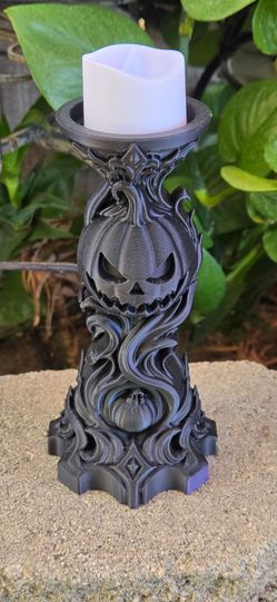 3D Printed Gothic Jack-o-Lantern Candle Holder