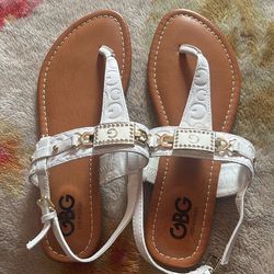 White gbg sandals