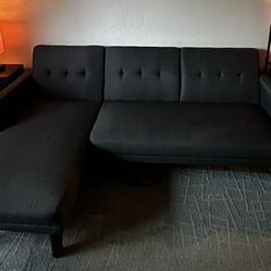 Very Great Condition Black/gray Linen Customizable Futon