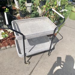 Vintage Wicker Serving Cart