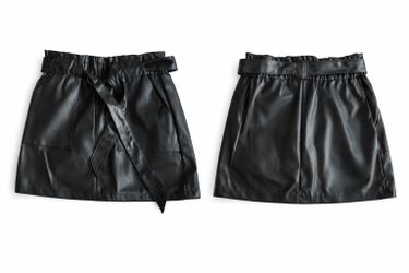 Black Faux Leather Skirt with Pockets
