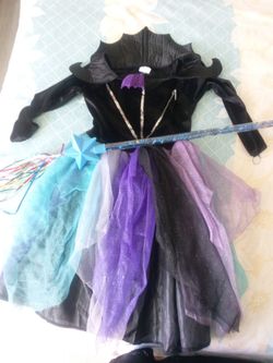 Girls Witch Halloween Costume Dress with Wand