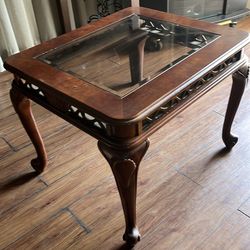 Solid Wood And Glass Table