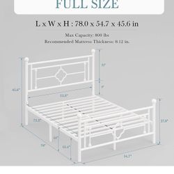 14 Inch Full Size Metal Platform Bed Frame, Vintage Victorian Style, Wrought Iron Headboard and Footboard/Mattress Foundation for Storage