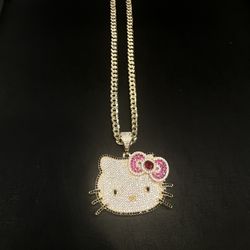 Yellow kitty Pendant With Chain 