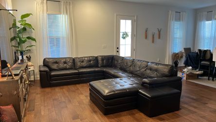 3 pc Dark Brown Leather Sectional