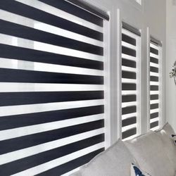 Zebra Blinds, Curtains, Shades, Window Shades, cordless, powered or string.