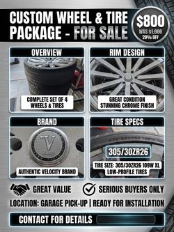 For Sale: Genuine  26" Velocity Chrome Wheels  (Rims + Tires (Set of 4)