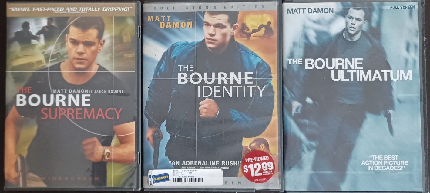 The Bourne Trilogy- Three Bourne's- Identity/Ultimatum/Supremacy - Matt Damon