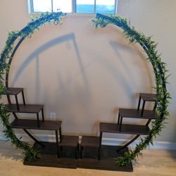 Set Of 2 Half Moon Shelves With Greenery