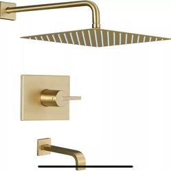 Brushed Gold Shower Fixture Set (Valve Included),  Gold Shower Head Set