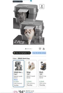 2PACK Stainless Steel Litter Box with Lid, XL Extra Large Litter Box (m1)