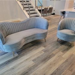 Grey Velvet Sofa 🔥 🛋 Couch NEW Livingroom 