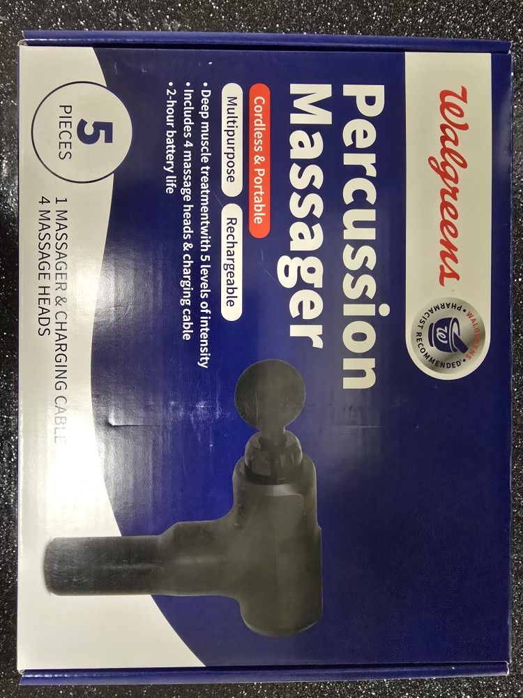 Gun percussion massager 5 pieces portable/ rechargeable