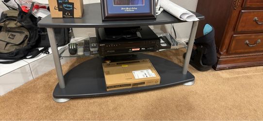 3-Tier Glass and Metal TV Stand