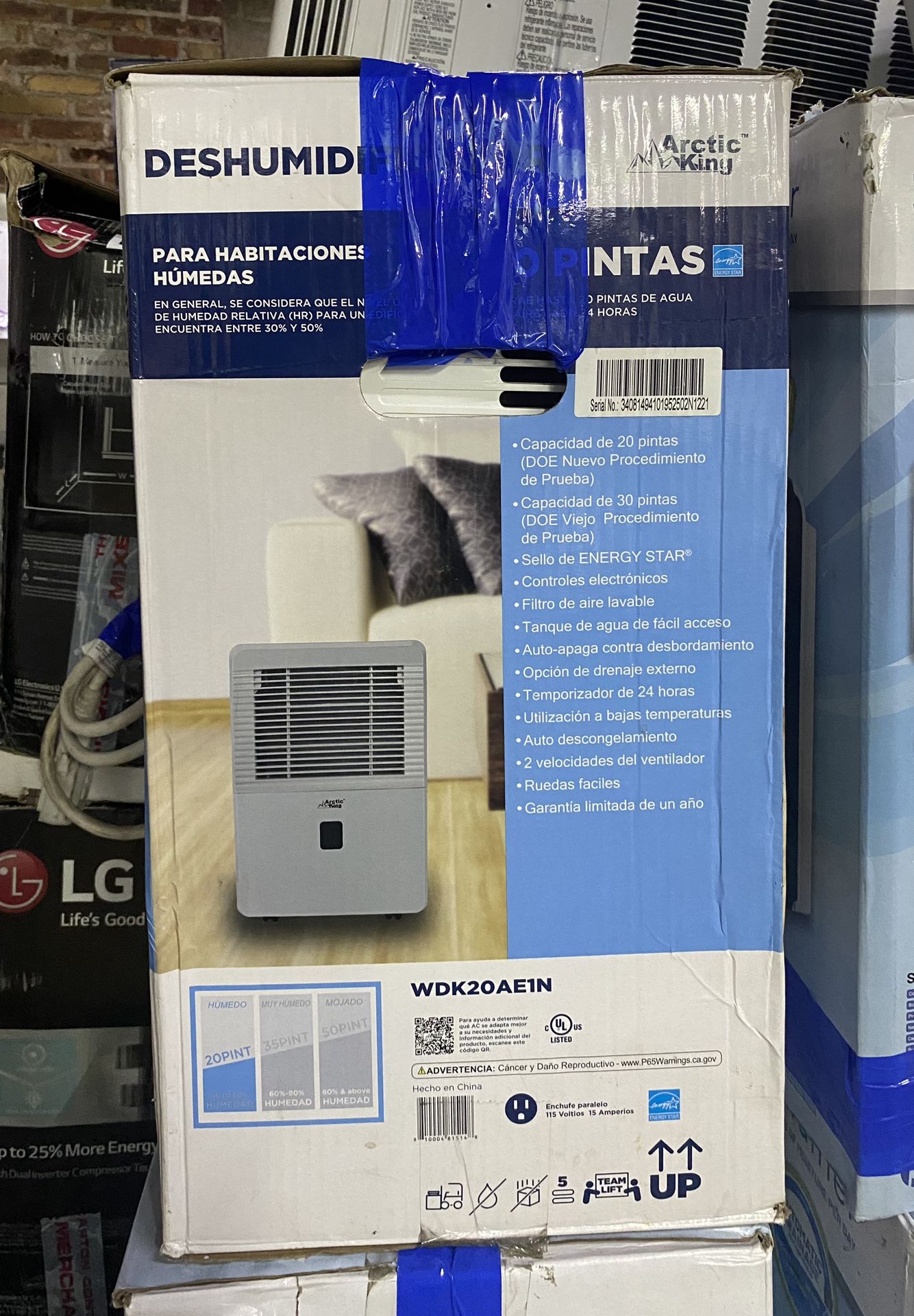 Artic King 20 Pints Dehumidifier On The Box