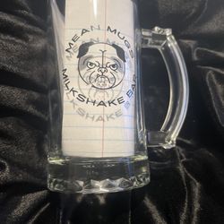 Mean Mugs Milkshake Bar Clear Glass Heavy  6” Mug