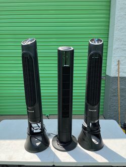 Lot of 3 Black Tower Fans – Honeywell & Holmes