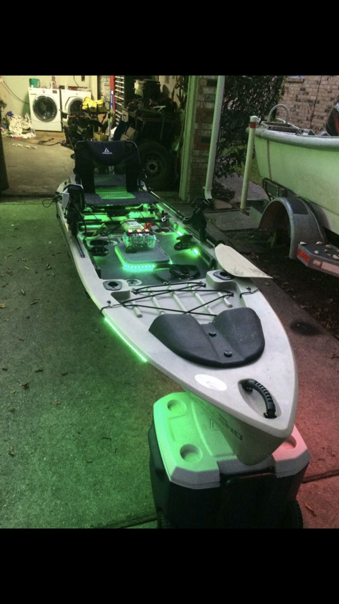 Ascend FS128T Kayak powered with a Minnkota Riptide 45LB thrust trolling motor