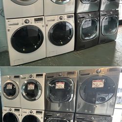GREAT VARIETY OF WHITE & STAINLESS FRONT LOAD WASHER SET W/ ELECTRIC DRYER 